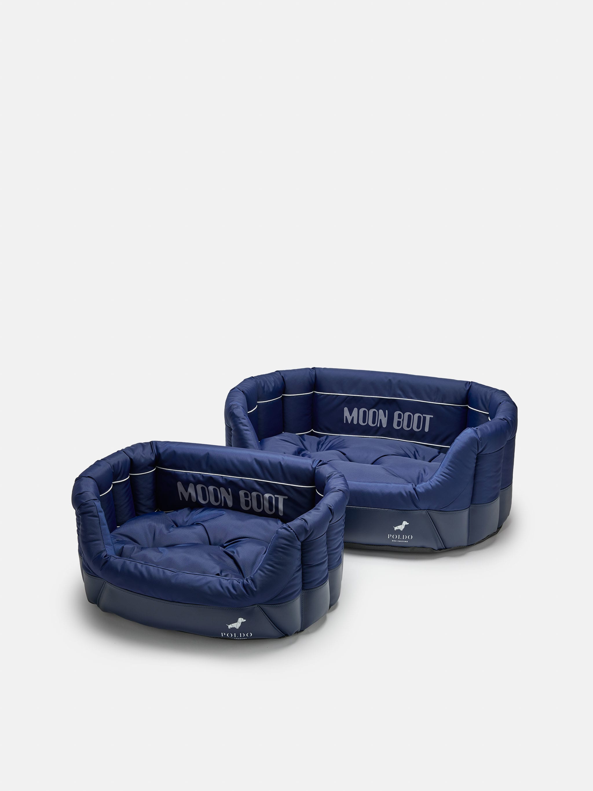 CAMA PARA PERRO MOON BOOT X POLDO DOG COUTURE AZUL CON FORRO ACOLCHADO
