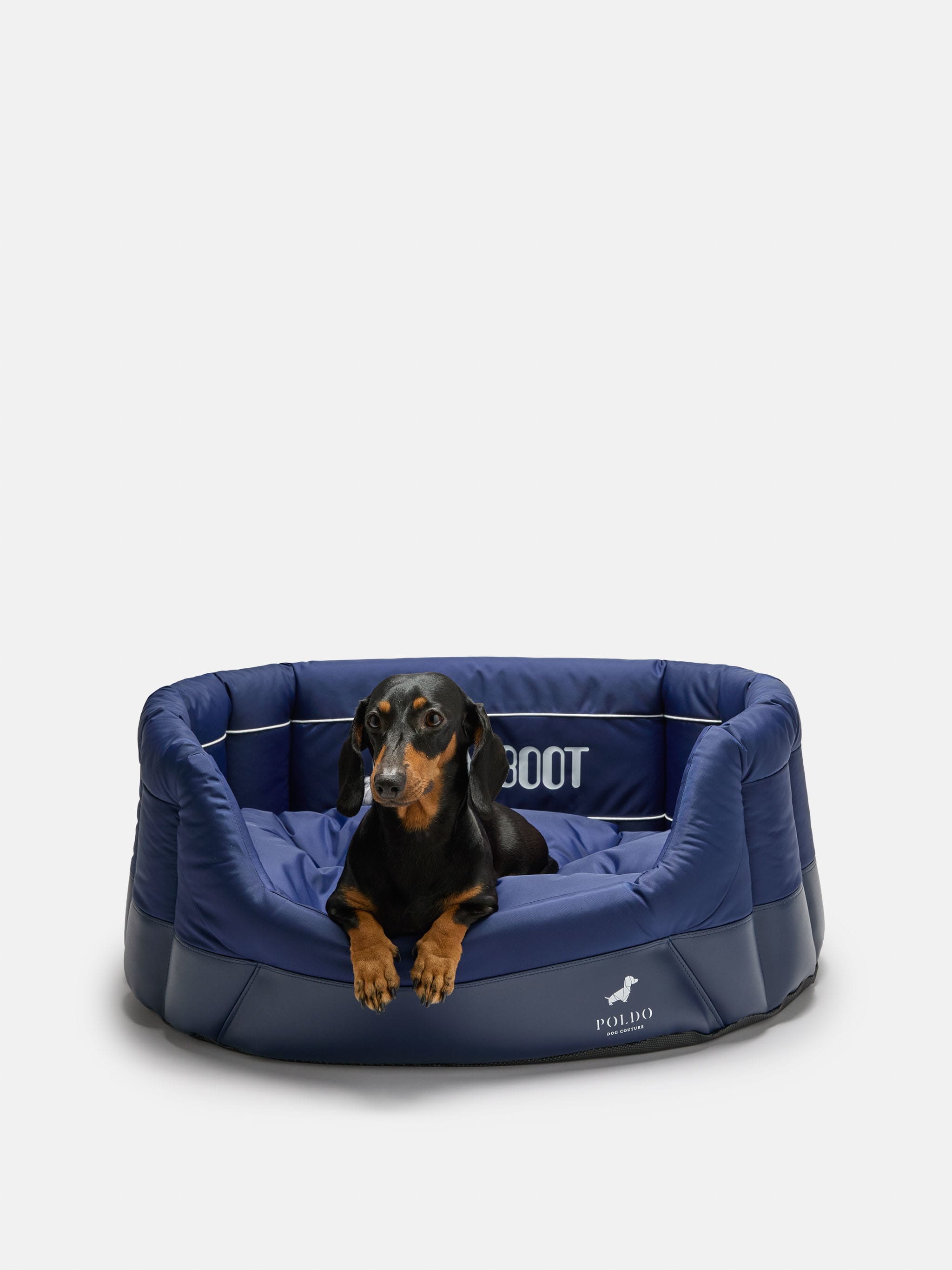 CAMA PARA PERRO MOON BOOT X POLDO DOG COUTURE AZUL CON FORRO ACOLCHADO